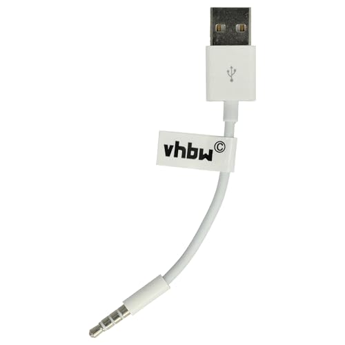 vhbw USB Datenkabel (Typ A auf MP3 Player) Ladekabel kompatibel mit Apple IPod Shuffle 3G, 2G MP3 Player Weiß, 10 cm von vhbw