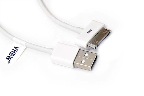 vhbw USB Datenkabel (Typ A auf MP3 Player) kompatibel mit Apple iPod 5.5 Gen. (Video) - A1136-30Gb MP3 Player, Weiß von vhbw