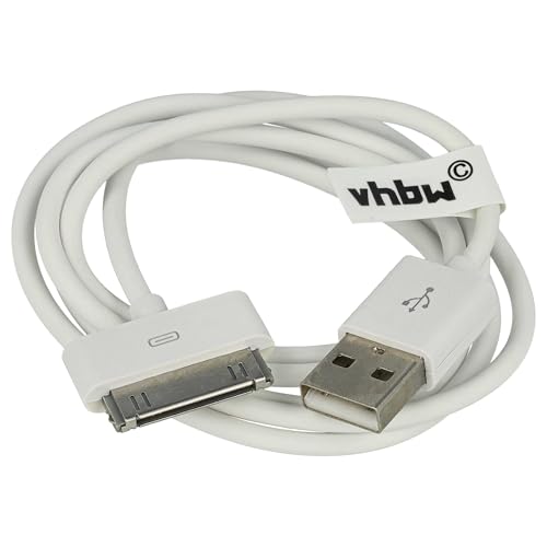 vhbw USB Datenkabel (Typ A auf MP3 Player) kompatibel mit Apple iPod Touch 3 Gen. - A1318, Touch 4 Gen. - A1367 MP3 Player, Weiß von vhbw