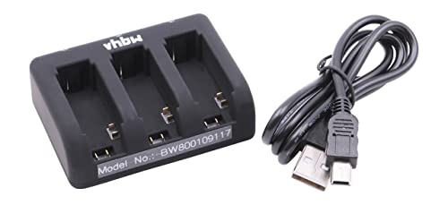 vhbw USB Ladegerät kompatibel mit GoPro AHDBT-201, AHDBT-301, AHDBT-302, AHDBT-401 Kamera Camcorder Action Cam-Akku - Ladeschale Dreifach von vhbw