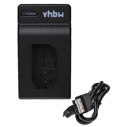 vhbw USB Ladegerät kompatibel mit Panasonic DMW-BLK22 Kamera/Akku - Ladeschale + Micro-USB-Kabel, Ladestandsanzeige von vhbw