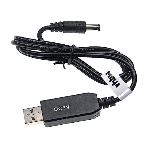 vhbw USB Ladekabel auf 5,5 x 2,5 mm Hohlstecker - 5 V / 2 A zu 9 V / 0,9 A für Router, externe Festplatte, Bluetooth Lautsprecher von vhbw