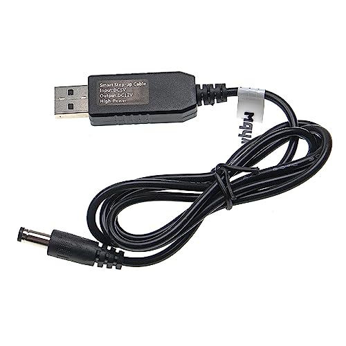 vhbw USB Ladekabel auf 5,5 x 2,5 mm Hohlstecker - 5 V / 3 A zu 12 V / 1 A für Router, externe Festplatte, Bluetooth Lautsprecher von vhbw