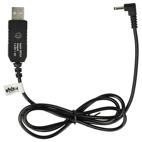 vhbw USB-Ladekabel kompatibel mit Canon DC-Coupler LP-E10, DR-E8, LP-E5, LP-E12, NB-2L, LP-E8, NB-7L, NB-2LH Schwarz von vhbw