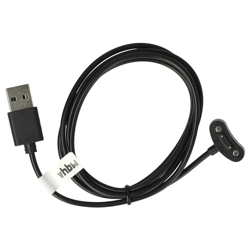 vhbw USB Ladekabel kompatibel mit Mobvoi TicWatch E3, Pro 3, Pro 3 LTE Smartwatch, Fitnesstracker - Ladestation, Ersatzkabel, Schwarz, 100 cm von vhbw