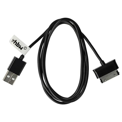 vhbw USB-Ladekabel kompatibel mit Samsung Galaxy Tab 7,7, 2 7.0 Wifi 3G 16GB, GT-P3100, 7.0, 8.9, GT-N8013, GT-P1000 Tablet Schwarz von vhbw