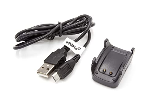 vhbw USB-Ladestation kompatibel mit Samsung Gear Fit 2, Fit 2 Pro, SM-R360, SM-R365 Smartwatch - Ladeschale + Aufladekabel, Schwarz von vhbw