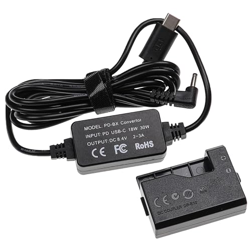 vhbw USB Netzteil kompatibel mit Canon EOS 2000D, 4000D, Kiss X50 Kamera, Digitalkamera, DSLR - Netzkabel + DC Kuppler (Ersatz für Canon DR-E10), 2m von vhbw
