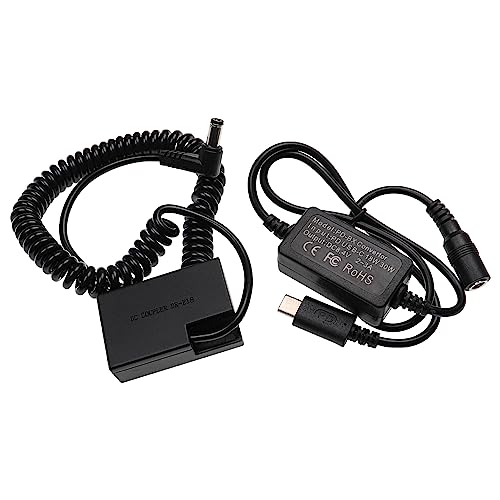 vhbw USB Netzteil kompatibel mit Canon EOS 200D, 250D Kamera, Digitalkamera, DSLR - Netzkabel + DC Kuppler (Ersatz für Canon DR-E18), 2m, Spiralkabel von vhbw