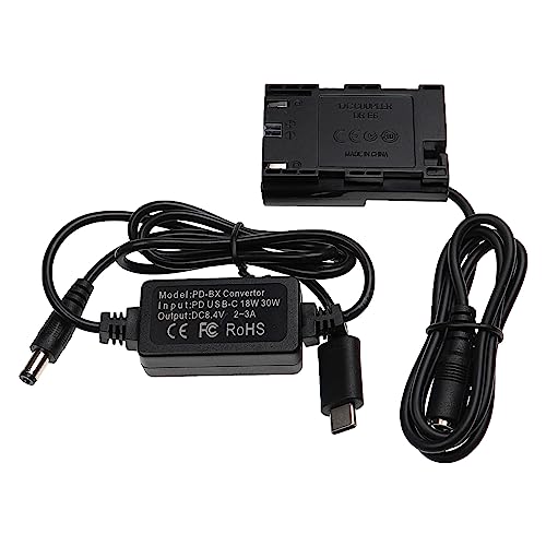 vhbw USB Netzteil kompatibel mit Canon EOS 6D Mark II, 6D Kamera, Digitalkamera, DSLR + normal decodierter DC Kuppler (Ersatz für Canon DR-E6), 2m von vhbw