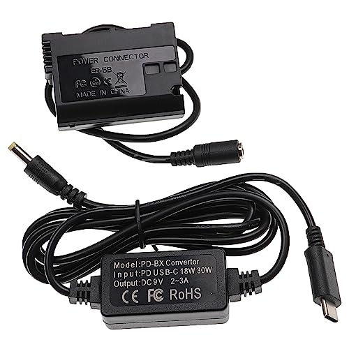vhbw USB Netzteil kompatibel mit Nikon D7500, D7100, D750, D7200 Kamera, Digitalkamera, DSLR - Netzkabel + DC Coupler (Ersatz für Nikon EP-5B), 2m von vhbw