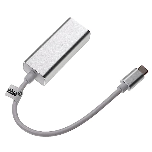 vhbw USB Typ C auf RJ45 Adapter für Notebook, Desktop-PC - Ethernet Adapter, Silber, Weiß von vhbw