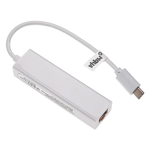 vhbw USB Typ C auf RJ45 Adapter für Notebook, Desktop-PC - Ethernet Adapter mit 3 zusätzlichen USB-A Buchsen, Weiß von vhbw