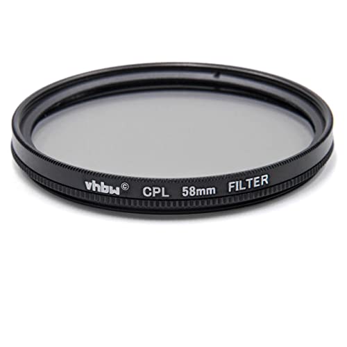 vhbw Universal Polarisationsfilter für Kamera Objektive mit 58mm Filtergewinde - Zirkularer Polfilter (CPL), Schwarz von vhbw