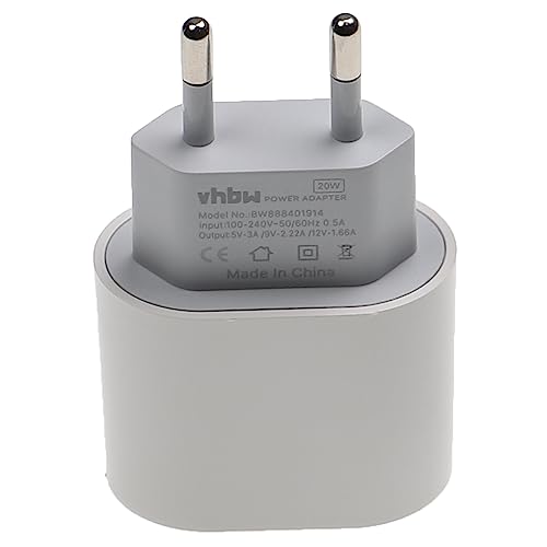 vhbw Universal USB C Ladeadapter für Smartphones, Tablets u.a. - Steckdosen-Adapter (Max. 9/12 / 5 V), Weiß von vhbw
