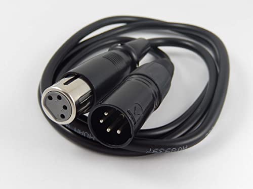 vhbw XLR Verlängerungskabel kompatibel mit diverse Einsatzbereiche - XLR Stecker auf XLR Buchse Adapter, 4-polig, 120cm, schwarz von vhbw