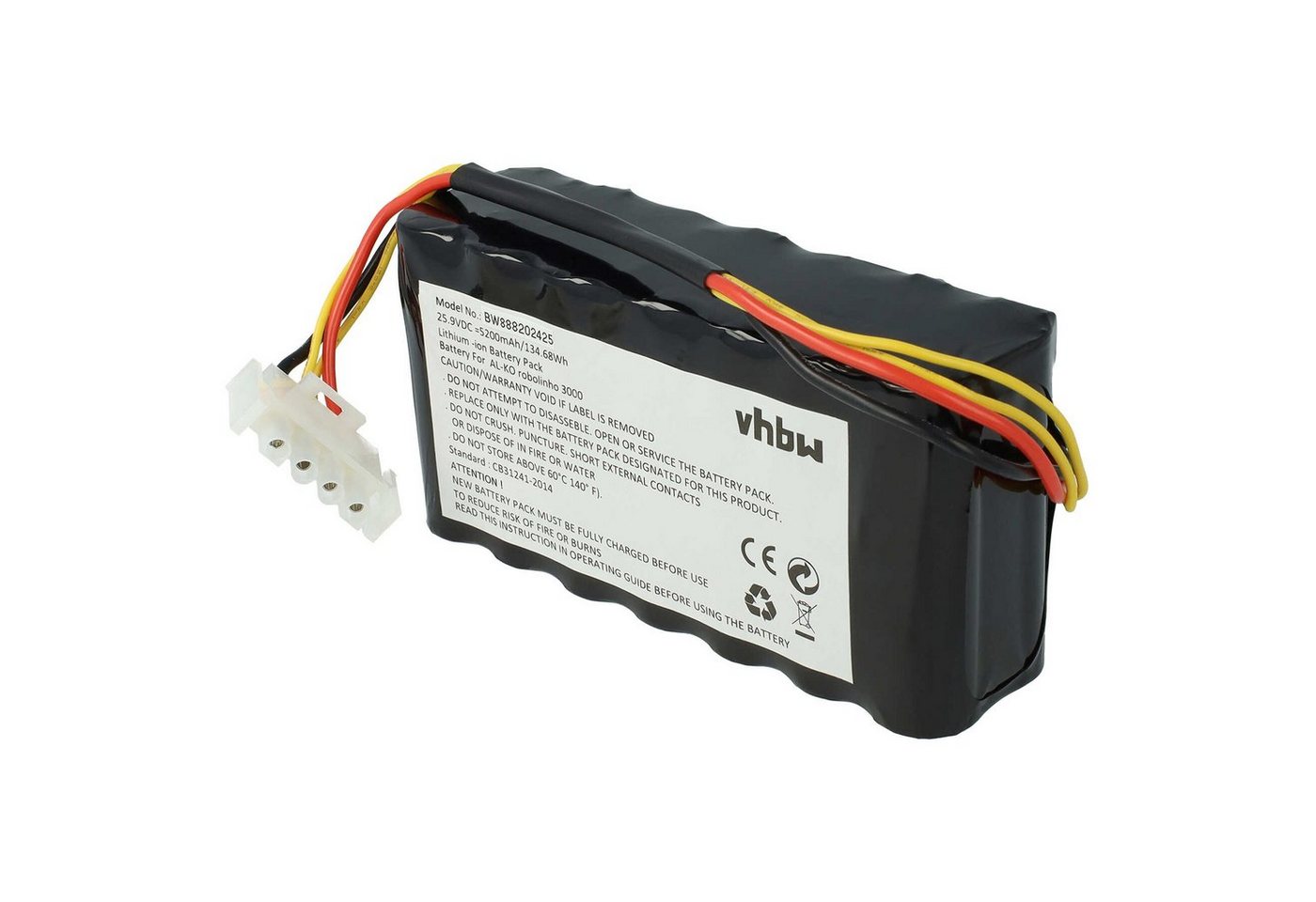 vhbw kompatibel mit AL-KO Robolinho 116, 3100, 3000 Akku Li-Ion 5200 mAh (25,9 V) von vhbw