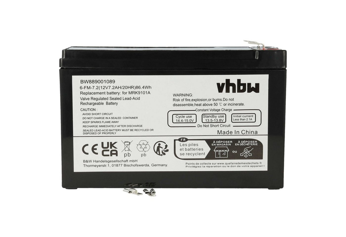 vhbw kompatibel mit APC Back UPS ES700, Back UPS 700 Akku AGM 7200 mAh (12 V) von vhbw