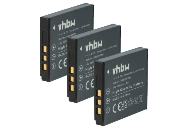 vhbw passend für Aigo T-1228, T-1000 Kamera (650 mAh, 3,6 V, Li-Ion) Kamera-Akku Li-Ion 650 mAh von vhbw