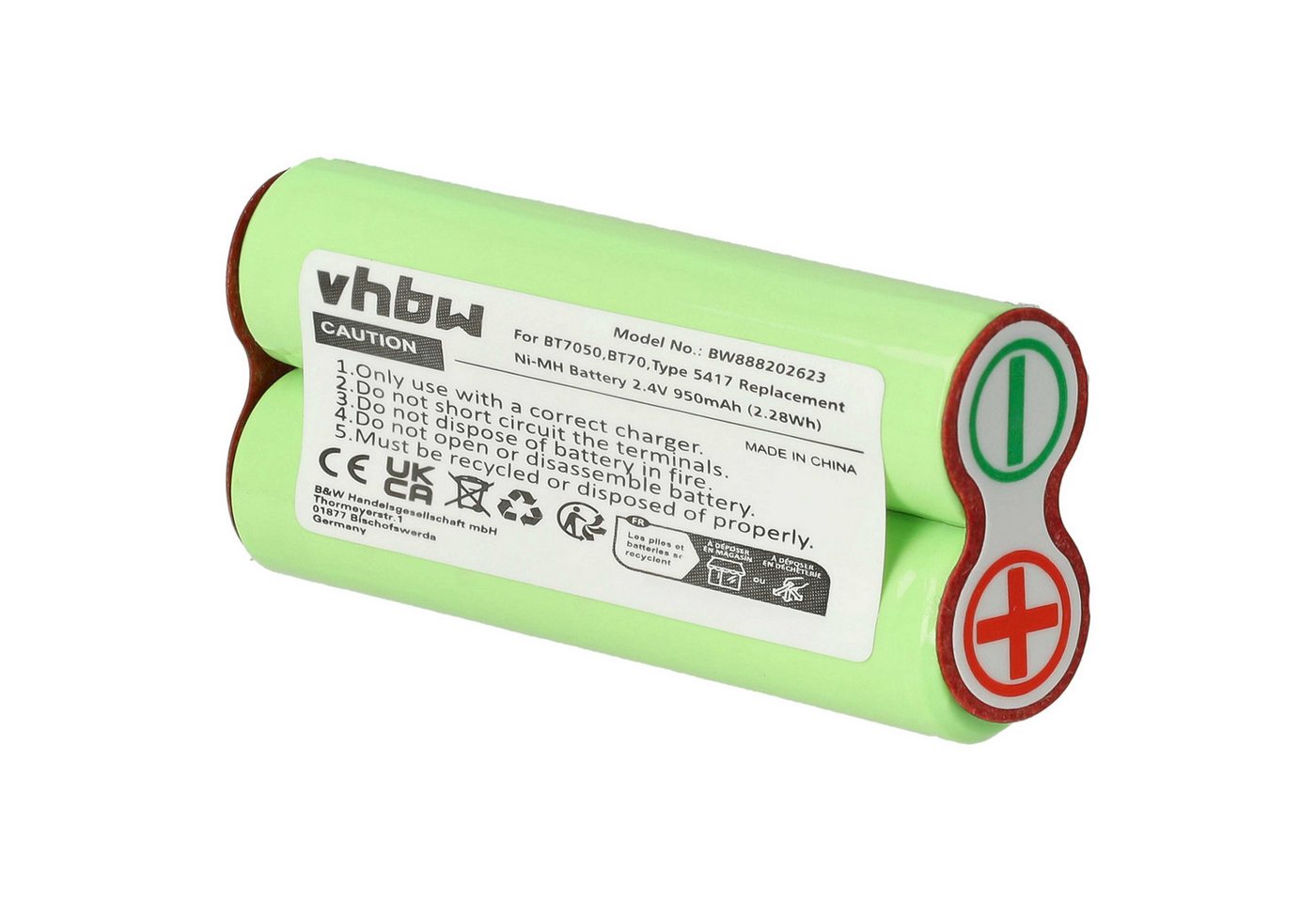 vhbw kompatibel mit Braun Series 7, BT70, BT7050, BT5090, CruZer 6 Akku NiMH 950 mAh (2,4 V) von vhbw