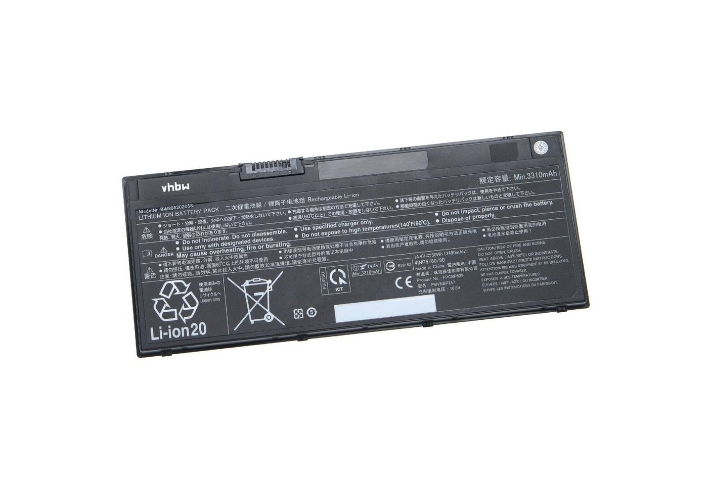 vhbw kompatibel mit Fujitsu U7580MP780DE, U7580MP782DE Laptop-Akku Li-Ion 3490 mAh (14,4 V) von vhbw