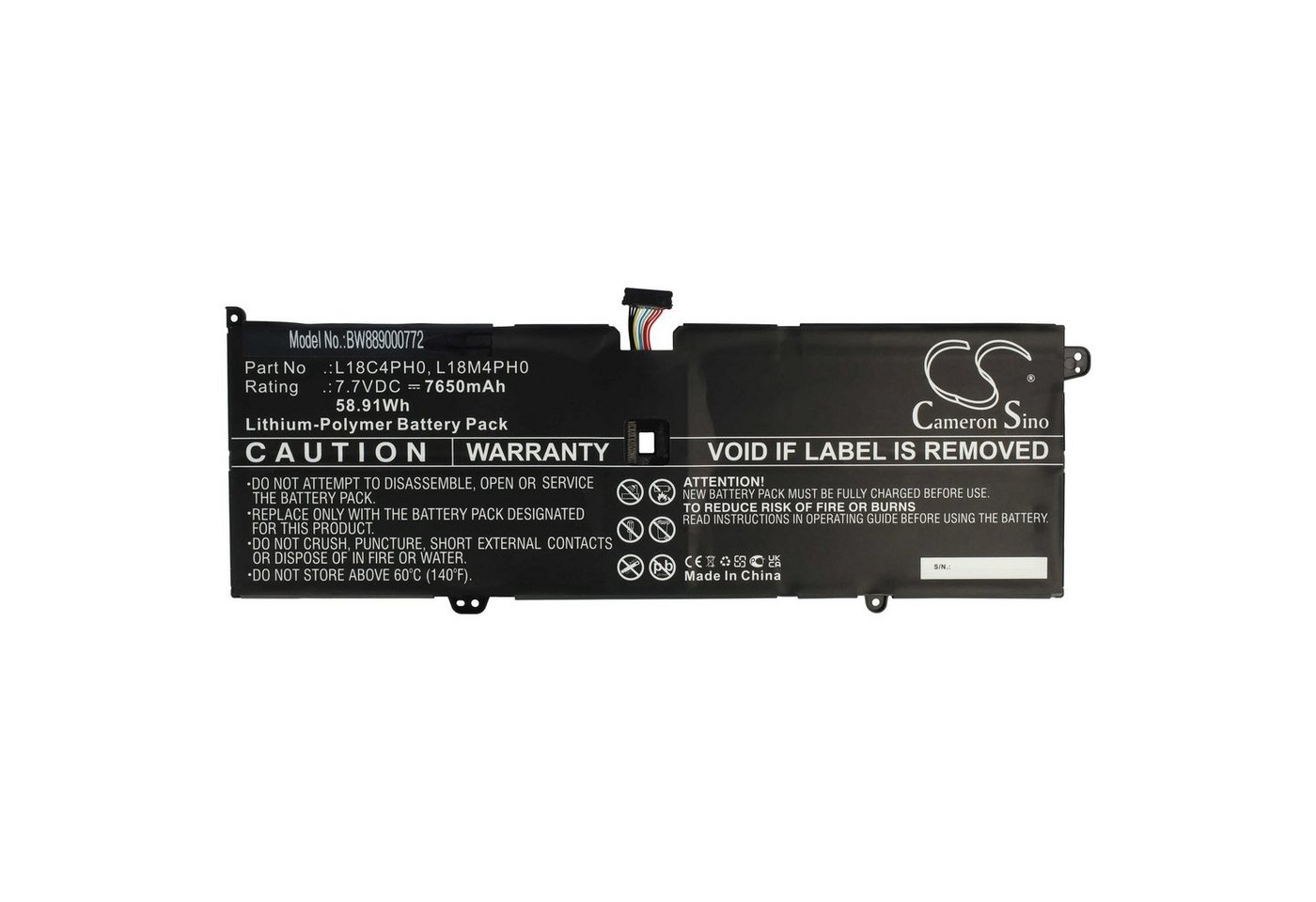 vhbw kompatibel mit Lenovo Yoga C940-14IIL 81Q900G0FE, C940 SP/A Laptop-Akku Li-Polymer 7650 mAh (7,7 V) von vhbw