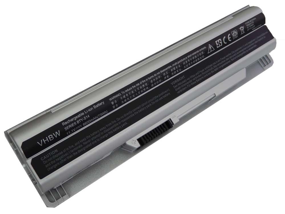 vhbw Ersatz für Medion BTY-S14, BTY-S15, E2MS110K2002, E2MS110W2002, Laptop-Akku Li-Ion 6600 mAh von vhbw