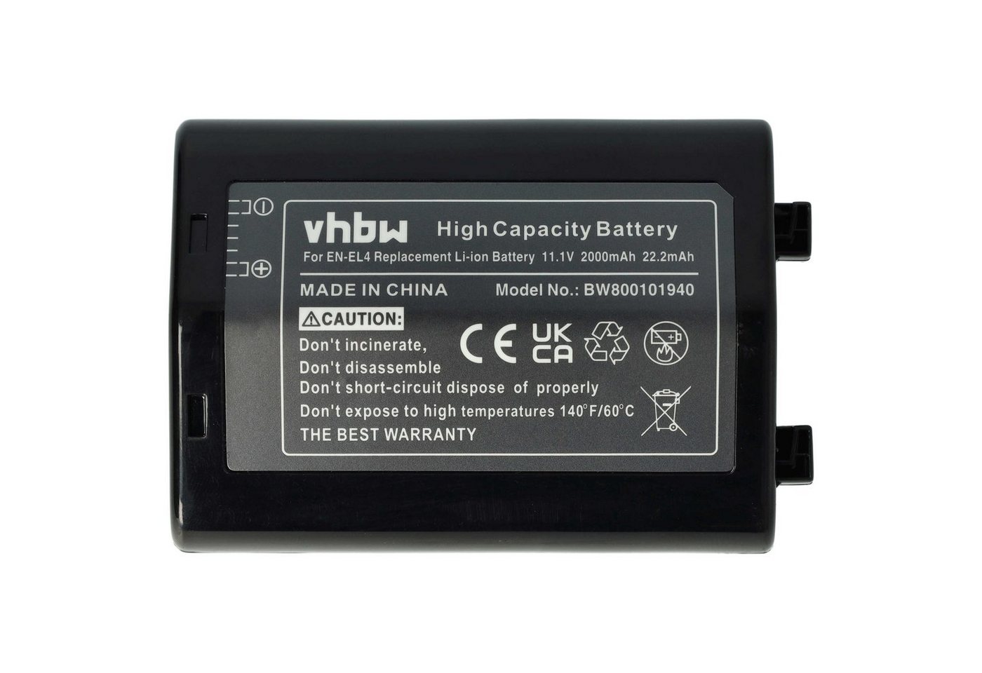 vhbw kompatibel mit Nikon D3, D3X, D2H, D2X, D2Hs, F6, D2Xs Kamera-Akku Li-Ion 2000 mAh (11,1 V) von vhbw