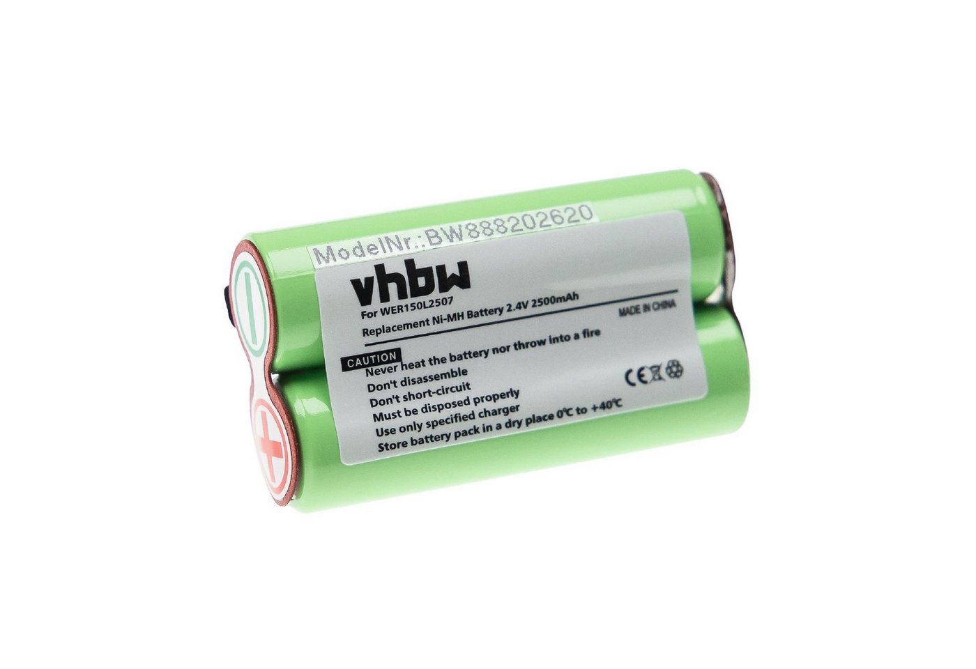 vhbw kompatibel mit Panasonic ER152, ER153, ER150, ER151, ER154, ER155 Akku NiMH 2500 mAh (2,4 V) von vhbw