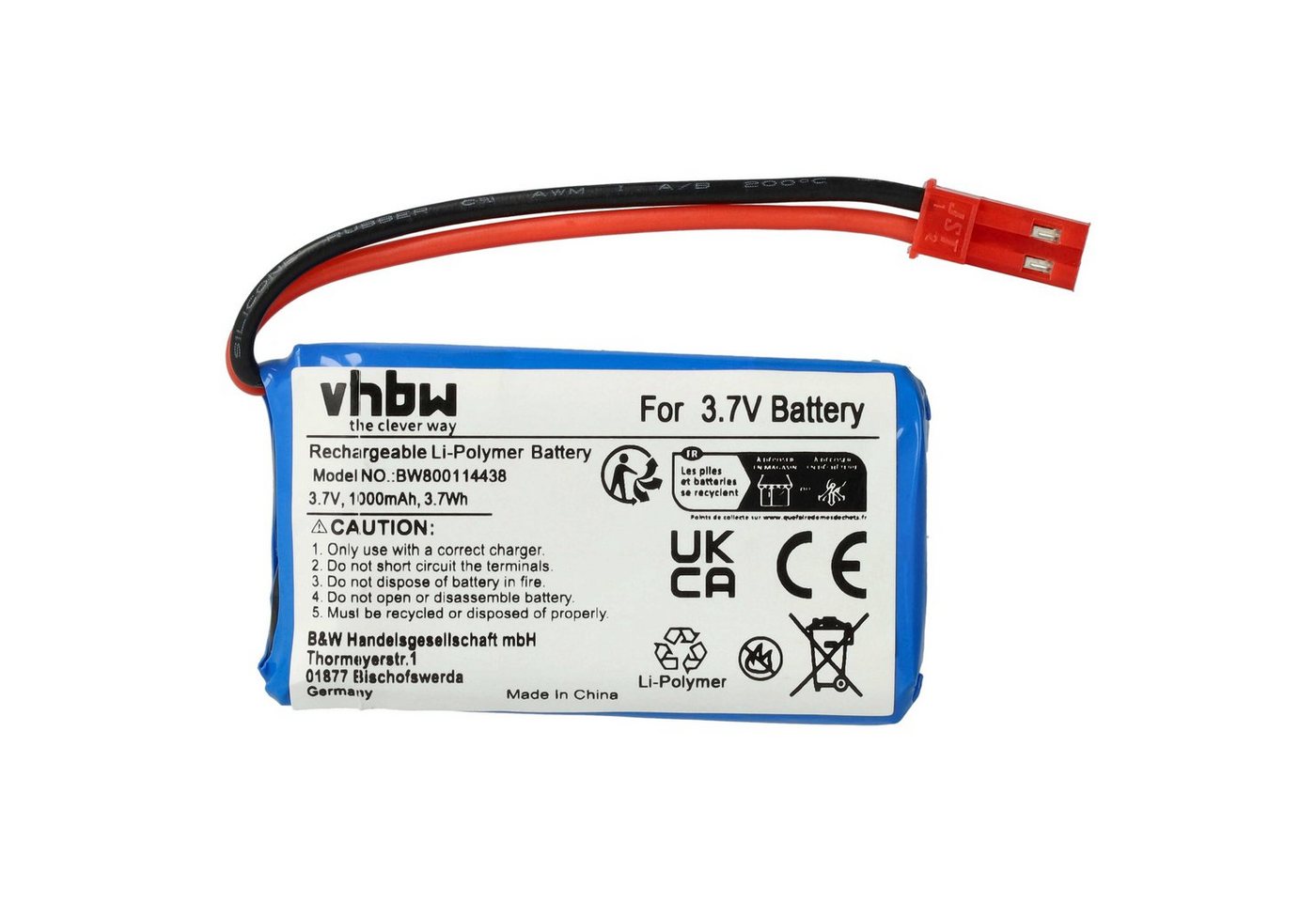 vhbw passend für Quadcopter 20C Modellbau (1000 mAh, 3,7 V, Li-Ion) Drohnen-Akku Li-Ion 1000 mAh von vhbw