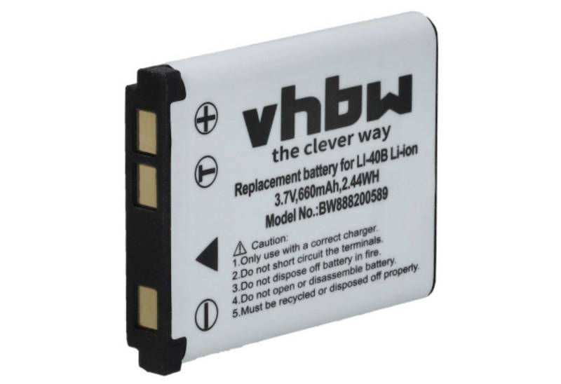 vhbw passend für Polaroid T831, T730, T833, T1455, T370, Q20, Q40, T1032 Kamera-Akku Li-Ion 660 mAh von vhbw