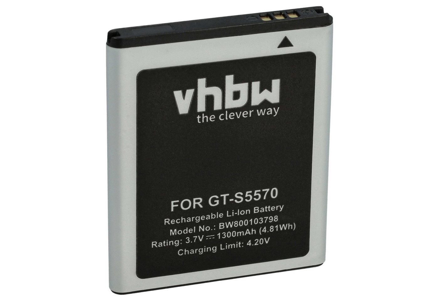 vhbw passend für Samsung Galaxy Mini GT-S5570 Mobilfunk (1300 mAh, 3,7 V, Smartphone-Akku Li-Ion 1300 mAh von vhbw