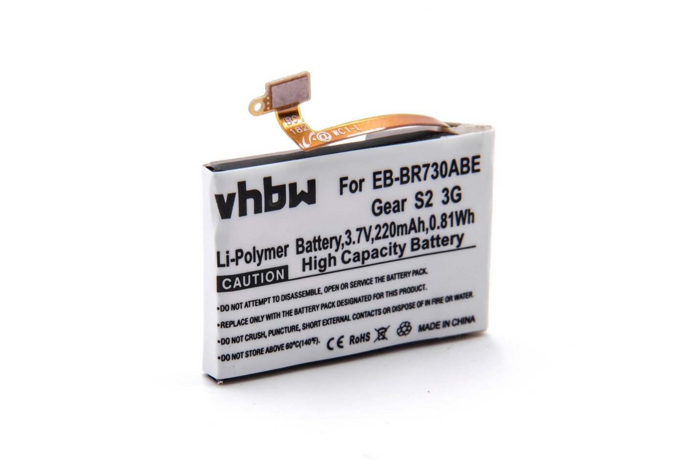 vhbw passend für Samsung Gear SM-R730A, SM-R730S, S2 3G-Version, SM-R730, Akku Li-Polymer 220 mAh von vhbw
