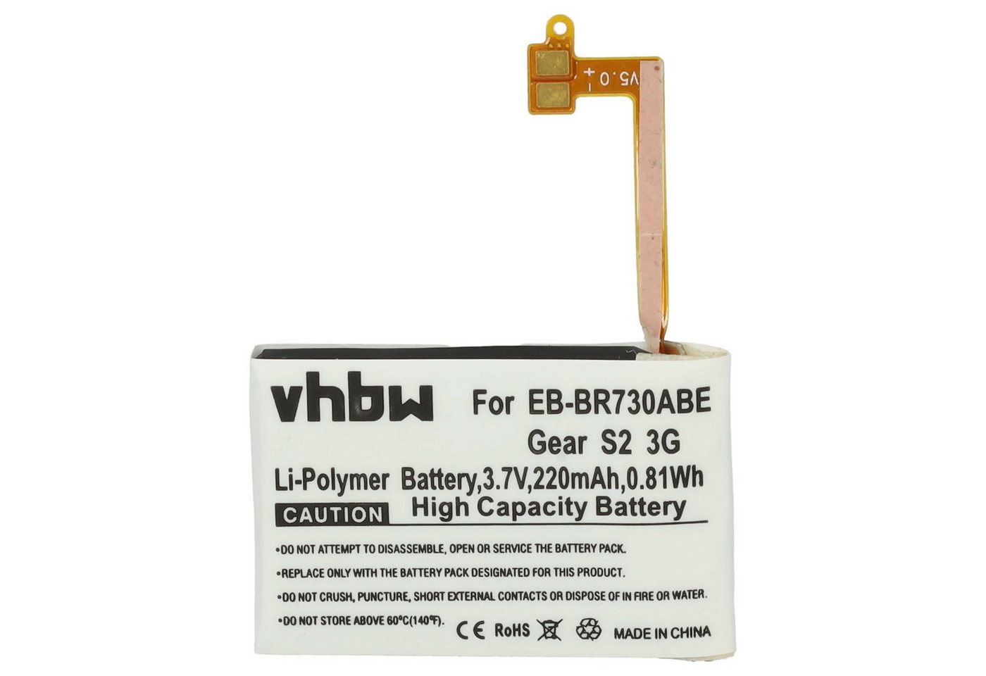 vhbw kompatibel mit Samsung Gear SM-R730S, SM-R730V, SM-R730T Akku Li-Polymer 220 mAh (3,7 V) von vhbw