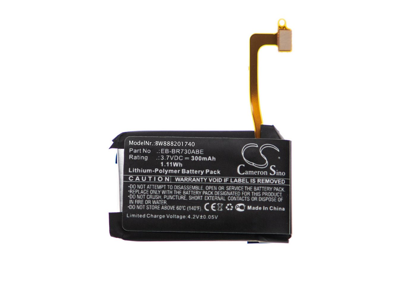 vhbw passend für Samsung Gear SM-R730V, SM-R735 Smartwatch (300 mAh, 3,7 V, Akku Li-Polymer 300 mAh von vhbw
