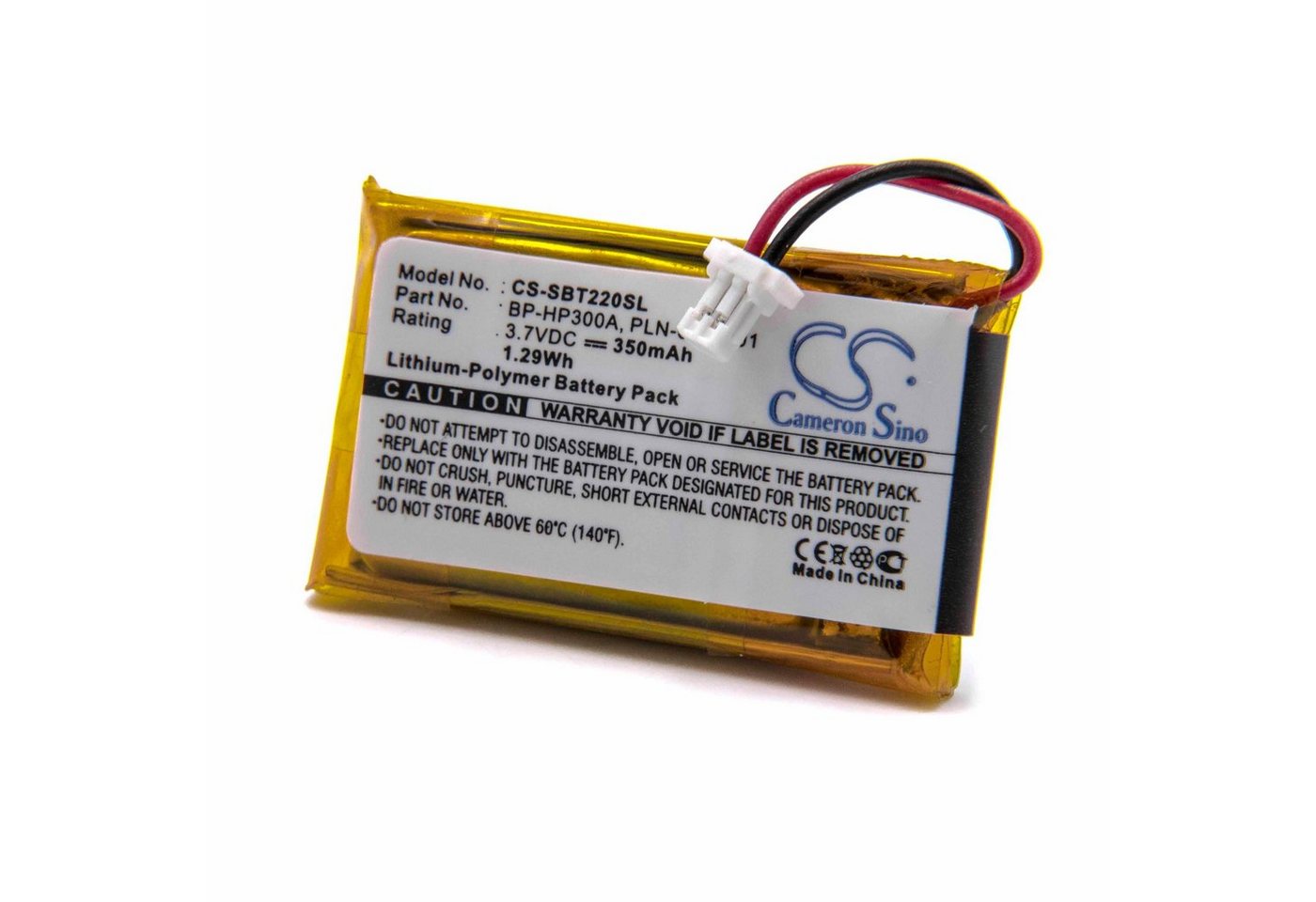 vhbw passend für Sony DR-BT22IK, DR-BT22G, BT-22, DR-BT22, BT22 Kopfhörer Akku Li-Polymer 350 mAh von vhbw