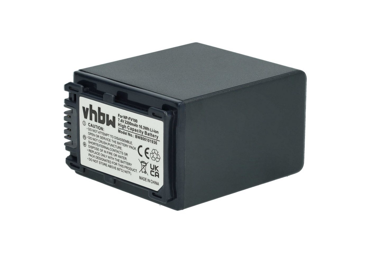 vhbw passend für Sony HDR-CX220ER, HDR-CX220ES, HDR-CX220EB, HDR-CX220EL Kamera-Akku Li-Ion 2200 mAh von vhbw