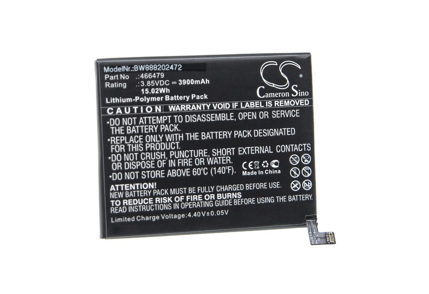 vhbw passend für Sugar C13 Mobilfunk (3900 mAh, 3,85 V, Li-Polymer) Smartphone-Akku Li-Polymer 3900 mAh von vhbw