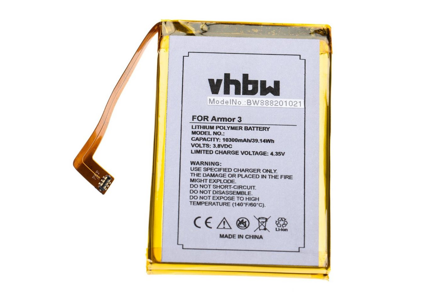 vhbw passend für Ulefone Armor 3 Mobilfunk (10300 mAh, 3,8 V, Li-Ion) Smartphone-Akku Li-Ion 10300 mAh von vhbw