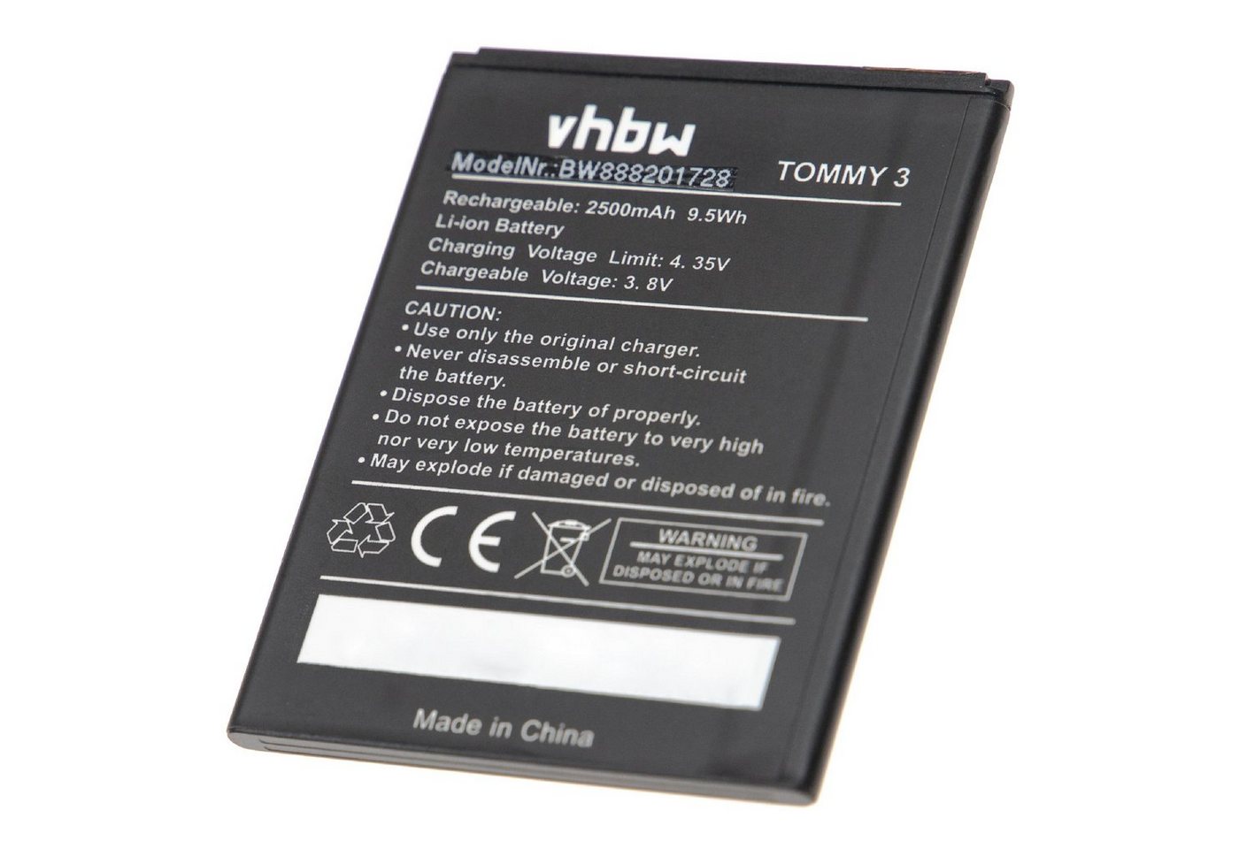 vhbw kompatibel mit Wiko Tommy 3 Smartphone-Akku Li-Ion 2500 mAh (3,8 V) von vhbw