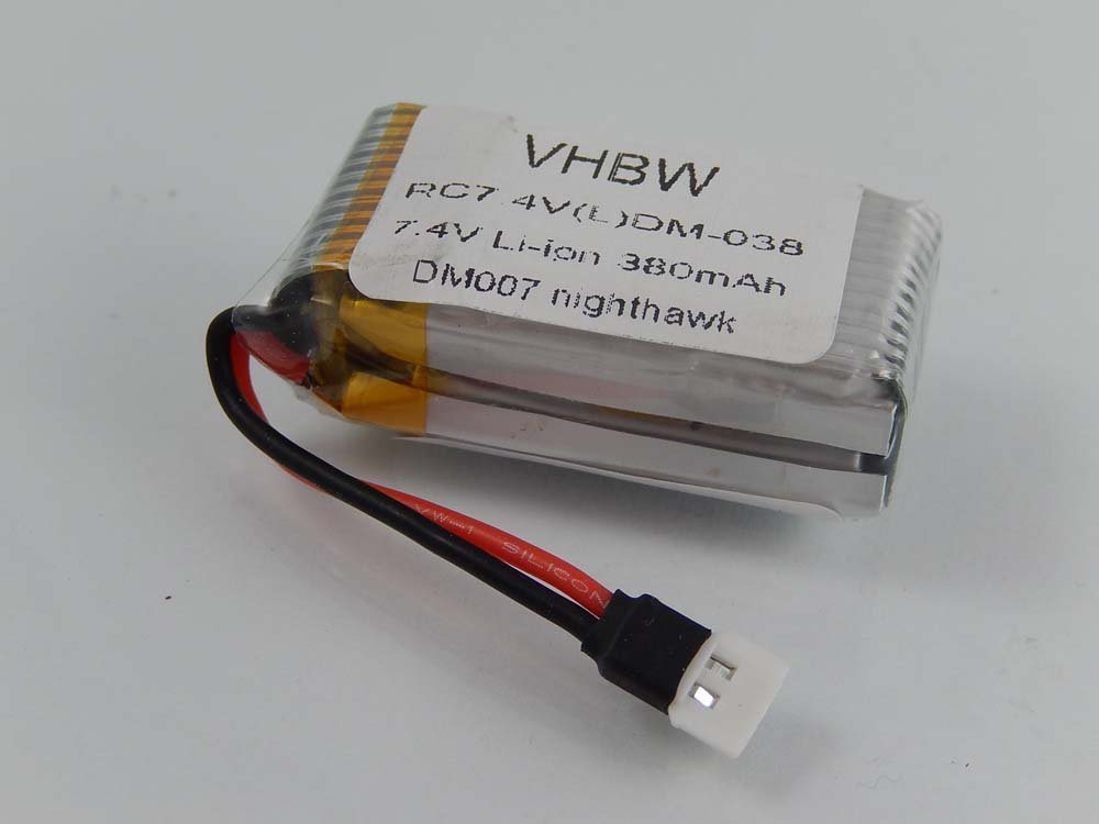 vhbw kompatibel mit You Go Media DM007 Nighthawk Quadrocopter Drohnen-Akku Li-Ion 380 mAh (7,4 V) von vhbw