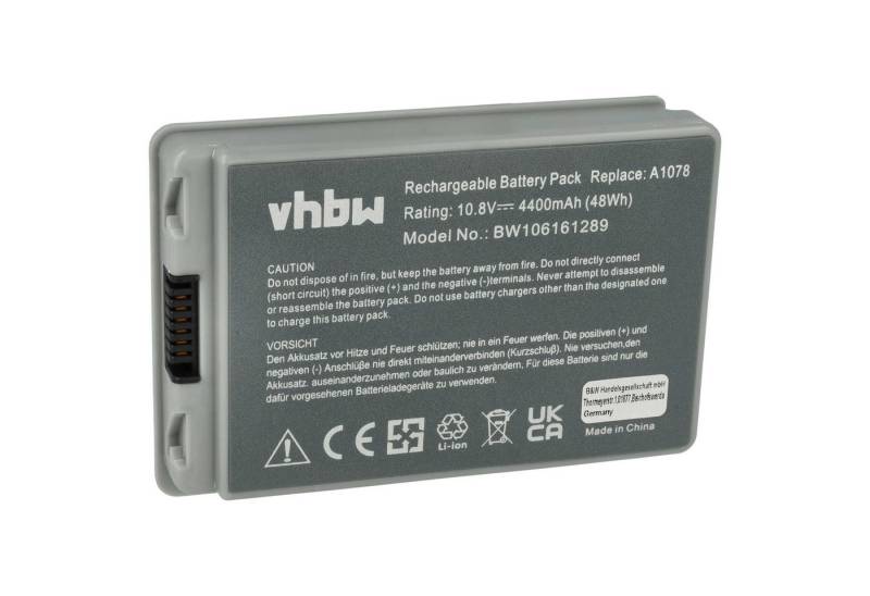 vhbw passend für Apple PowerBook G4 15 M9676Z/A, G4 15 M9676X/A, G4 15 Laptop-Akku Li-Ion 4400 mAh von vhbw