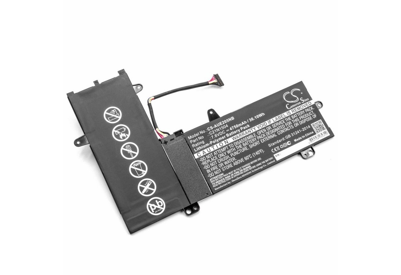 vhbw passend für Asus Transformer Book TP200SA-FV0108TS, TP200SA-FV0110TS, Laptop-Akku 4750 mAh von vhbw