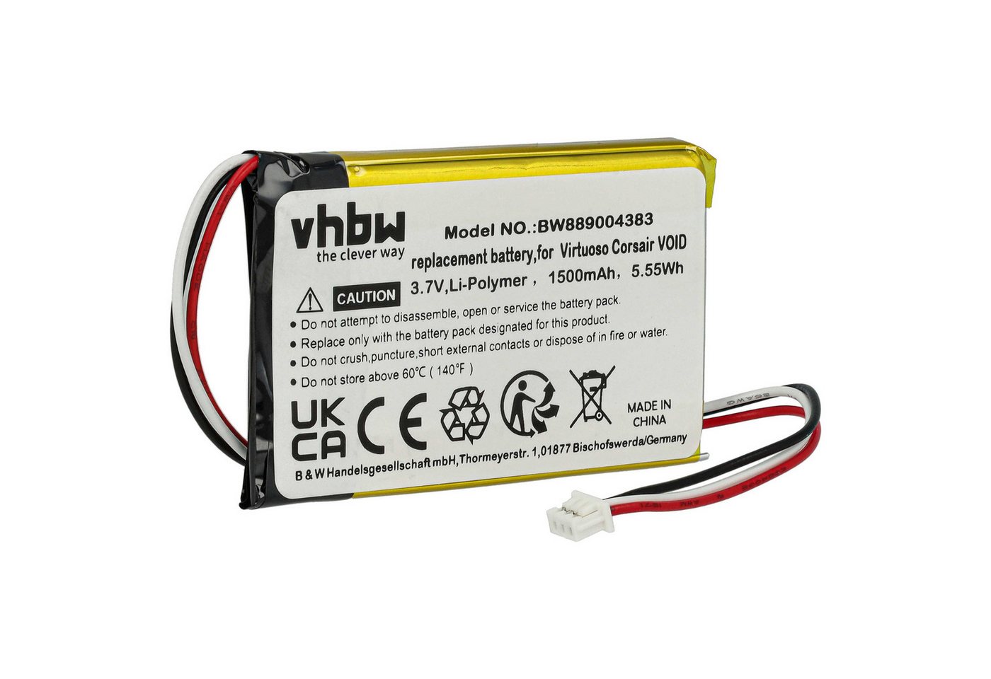 vhbw passend für Corsair Virtuoso RGB Wireless SE, RGB Gaming-Headset (1500 Akku Li-Polymer 1500 mAh vhbw passend für Corsair Virtuoso RGB Wireless SE, RGB Gaming-Headset (1500 Akku Li-Polymer 1500 mAh von vhbw