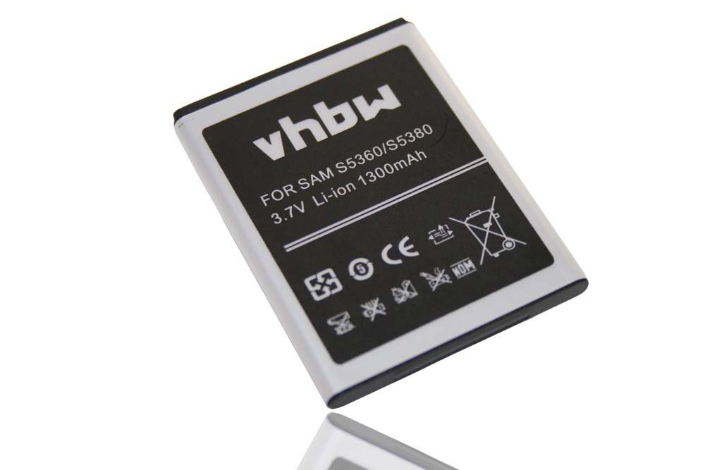 vhbw passend für Samsung Galaxy GT-6102, GT-B5510, GT-S5300, GT-S5301, Smartphone-Akku 1300 mAh von vhbw