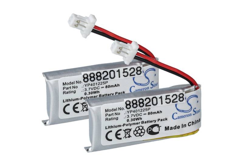 vhbw passend für Sena 10U-AR-01, SC-HR01, 10U-HR-01 Kopfhörer (80 mAh, 3,7 Akku Li-Polymer 80 mAh von vhbw