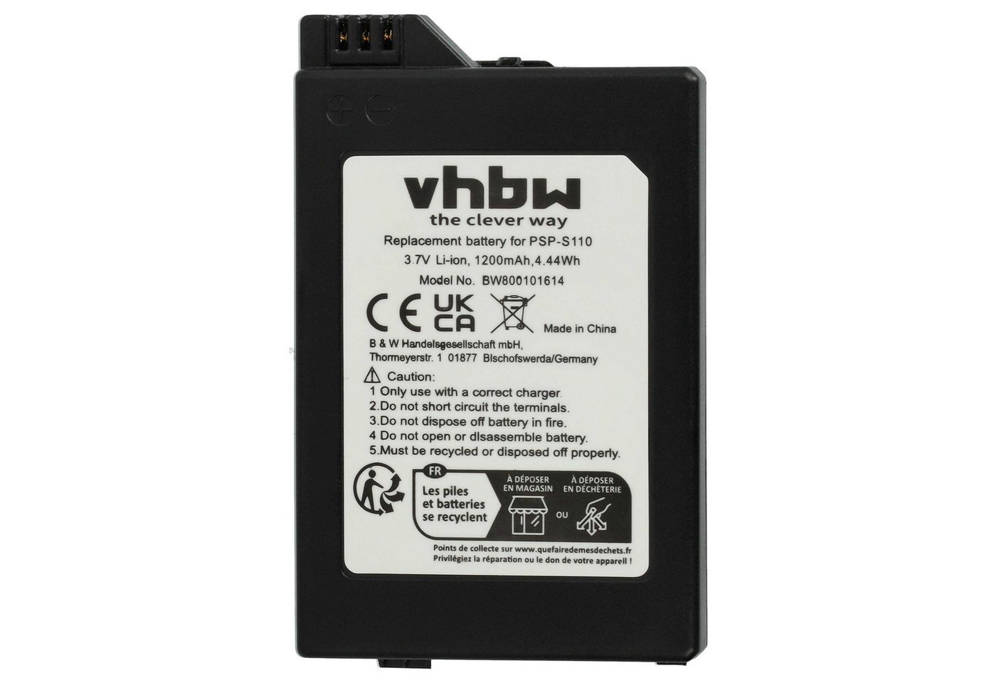 vhbw passend für Sony Playstation Portable Brite PSP-3000, PSP-3001, Akku 1200 mAh von vhbw