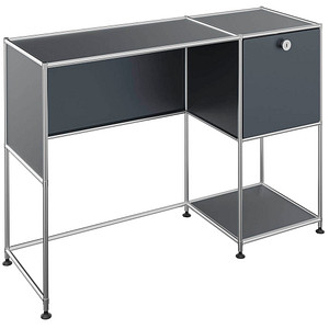 viasit System4 Schreibtisch anthrazit rechteckig, Rundrohrgestell silber 116,0 x 41,0 cm von viasit