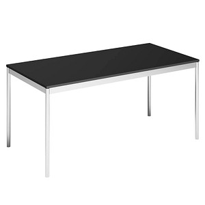 viasit System4 Schreibtisch schwarz rechteckig, 4-Fuß-Gestell chrom 160,0 x 80,0 cm von viasit