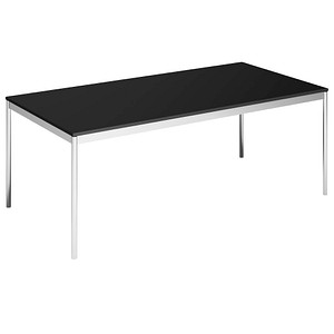 viasit System4 Schreibtisch schwarz rechteckig, 4-Fuß-Gestell chrom 200,0 x 100,0 cm von viasit